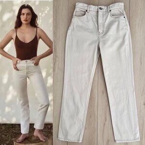 Reformation Cynthia High Rise 100% COTTON Straight Jeans in BONE Wash Size 26